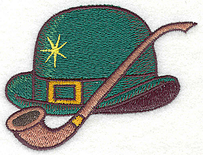 Embroidery Design: Irish Derby hat with pipe small 3.57w X 2.71h