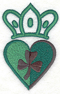 Embroidery Design: Crown heart and shamrock small 2.35w X 3.66h