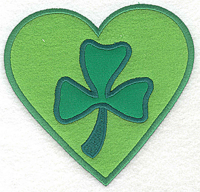 Embroidery Design: Shamrock in heart double applique 5.21w X 4.96h