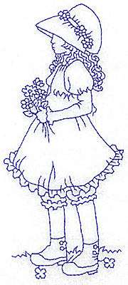 Embroidery Design: Girl with daisies large 2.59w X 5.98h