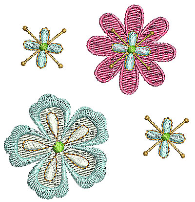 Embroidery Design: Summer flowers 2 2.83w X 2.97h