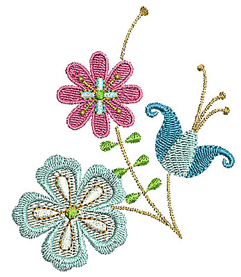 Embroidery Design: Summer flowers 4 2.93w X 3.48h