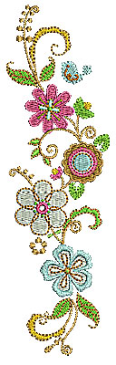 Embroidery Design: Summer flowers 5 2.06w X 6.97h