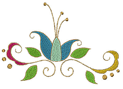 Embroidery Design: Summer flower with swirls 4.52w X 6.05h