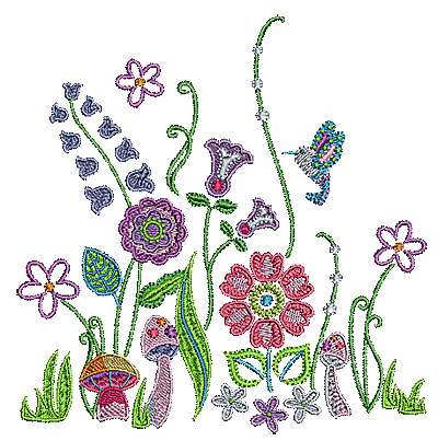 Embroidery Design: Summer floral garden 1 5.91w X 6.02h