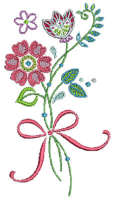 Embroidery Design: Summer flowers 20 3.66w X 6.69h