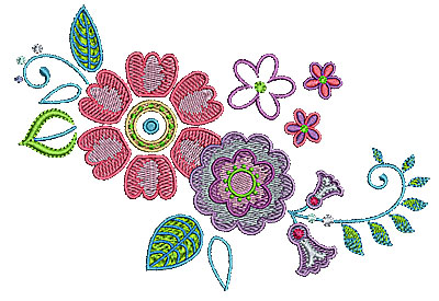Embroidery Design: Summer flowers 21 6.49w X 4.47h