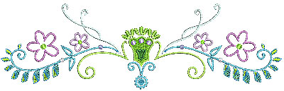 Embroidery Design: Summer floral with swirls 9.05w X 2.76h