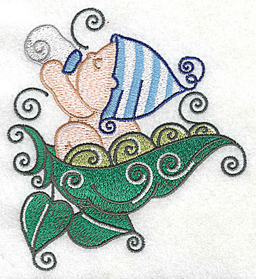 Embroidery Design: Baby with bottle on pea pod large 4.42w X 4.93h