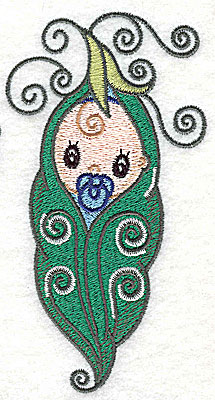Embroidery Design: Baby wrapped in pea pod large 2.67w X 4.97h
