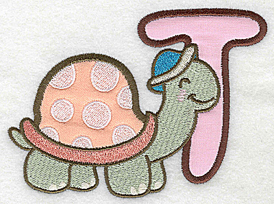 Embroidery Design: T turtle large double applique4.96w X 3.72h