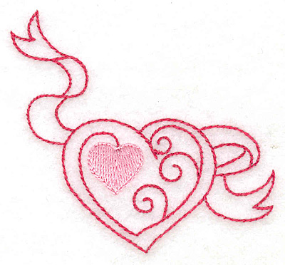 Embroidery Design: Heart and banner 3.08w X 2.93h