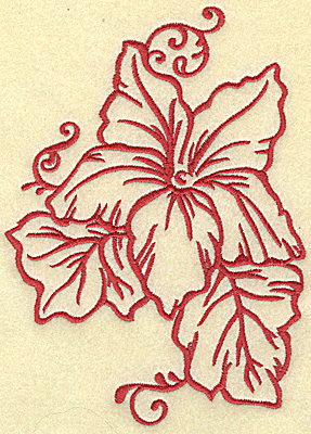 Embroidery Design: Flower and leaves large 5.00w X 6.95h