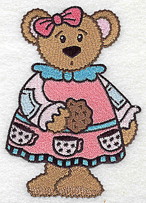 Embroidery Design: Teddy bear in dress large 3.53w X 4.99h