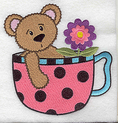 Embroidery Design: Teddy bear in teacup large 4.79w X 4.98h