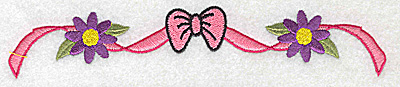 Embroidery Design: Bow ribbon and flowers 6.84w X 1.28h
