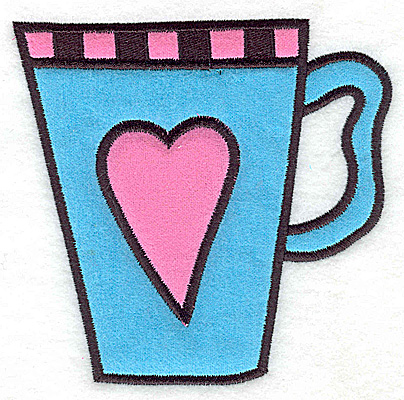 Embroidery Design: Teacup with heart double applique 5.02w X 4.91h