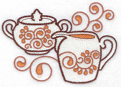 Embroidery Design: Sugar bowl and creamer large 4.99w X 3.53h