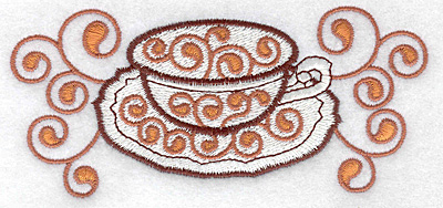 Embroidery Design: Teacup and saucer large  5.00w X 2.27h