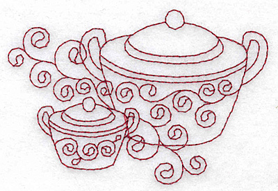 Embroidery Design: Sugar bowls redwork 3.87w X 2.62h