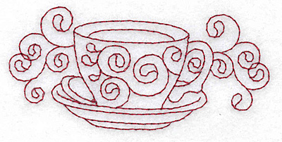 Embroidery Design: Teacup redwork 3.83w X 1.77h