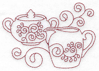 Embroidery Design: Sugar bowl and creamer redwork 3.89w X 2.75h
