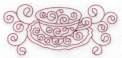 Embroidery Design: Teacup and saucer redwork 3.87w X 1.74h