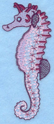 Embroidery Design: Seahorse large  5.15"h x 2.16"w