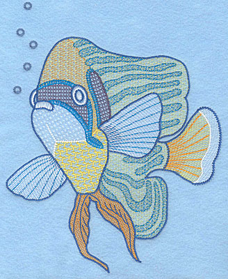 Embroidery Design: Tropical fish E large  9.36"h x 7.48"w