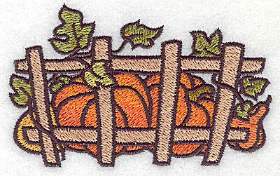 Embroidery Design: Pumpkins behind fence 3.86w X 2.40h