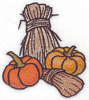 Embroidery Design: Bales of wheat and pumpkins 3.44w X 3.89h