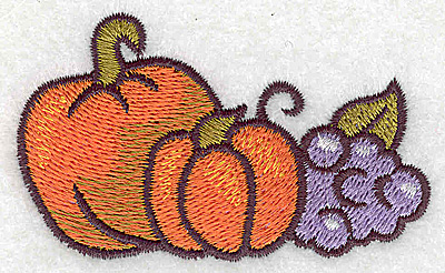 Embroidery Design: Pumpkins and grapes  3.02w X 1.83h