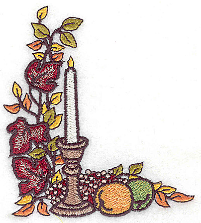 Embroidery Design: Candle fruit and foliage 3.44w X 3.86h