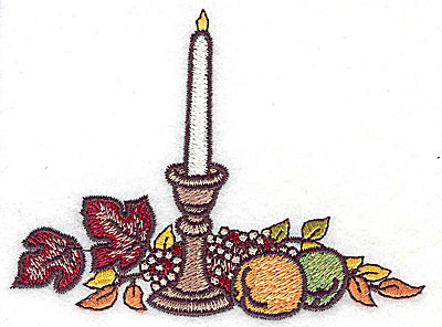 Embroidery Design: Candle fruit and foliage horizontal 3.98w X 2.95h
