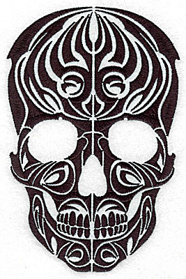 Embroidery Design: Tribal Motif Skull large  4.55w X 6.95h