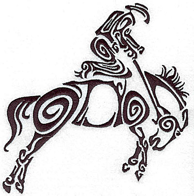 Embroidery Design: Rodeo horse and rider 1 large 6.77w X 7.04h