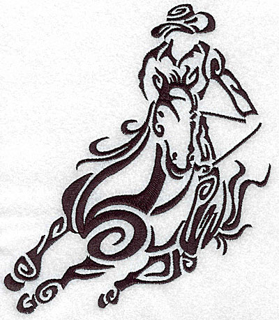 Embroidery Design: Rodeo horse and rider 2 large 6.05w X 7.03h