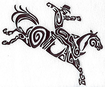 Embroidery Design: Rodeo horse and rider 7 large 8.60w X 6.97h