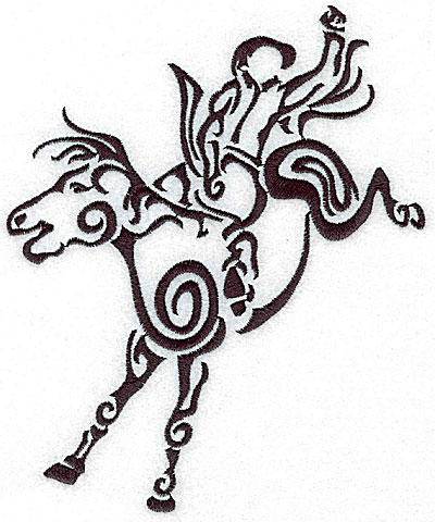 Embroidery Design: Rodeo horse and rider 8 large 5.75w X 7.02h