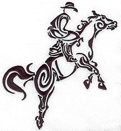 Embroidery Design: Rodeo horse and rider 10 large 6.35w X 7.02h