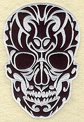 Embroidery Design: Tattoo Skull applique H large 5.75w X 8.50h