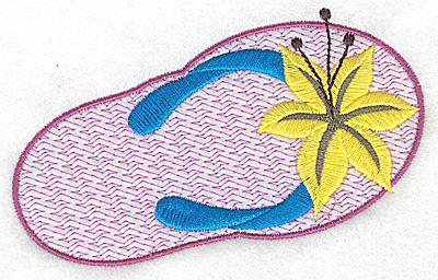 Embroidery Design: Floral flip-flop large 4.75w X 3.15h