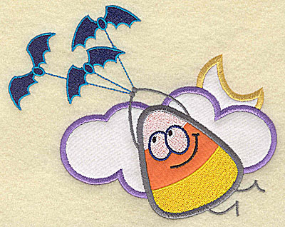 Embroidery Design: Candy Corn applique with bats large 9.19w X 7.31h