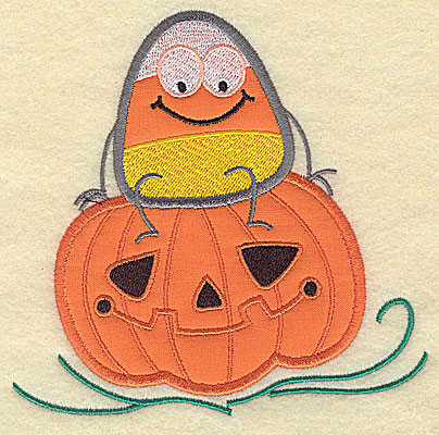Embroidery Design: Candy Corn applique on pumpkin large 7.56w X 7.38h