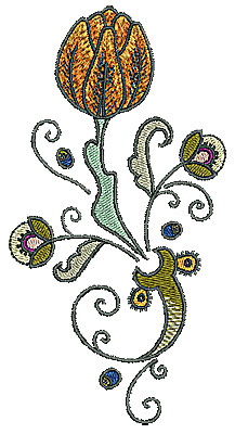 Embroidery Design: Tudor flower design 2 3.11w X 5.98h