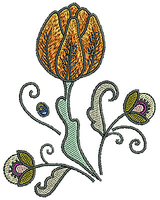 Embroidery Design: Tudor flower design 3 3.11w X 3.96h