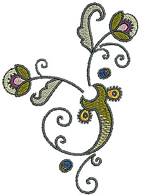 Embroidery Design: Tudor flower design 4 3.11w X 4.40h