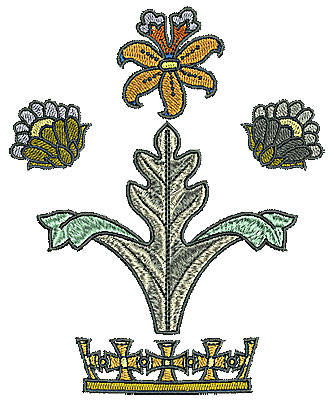 Embroidery Design: Tudor flower design 13 4.49w X 5.52h