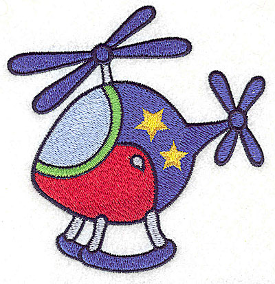 Embroidery Design: Helicopter with stars large 4.30w X 4.52h