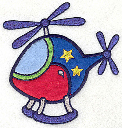 Embroidery Design: Helicopter with stars three appliques 5.25w X 4.97h